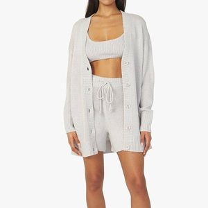 WeWoreWhat Chunky Cozy Stitch Cardigan, Top, and Short NWT